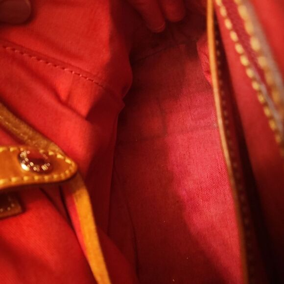 Dooney & Bourke Cream & Brown Ostrich-Inspired Leather Zip Satchel - Picture 16 of 16